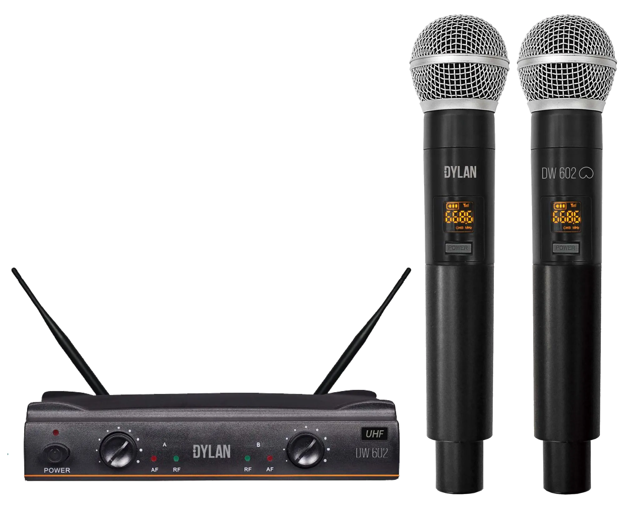 TUC-MICBSF MICROFONE SEM FIO DUPLO (UHF/ DISPLAY DIGITAL COM 26 CANAIS)