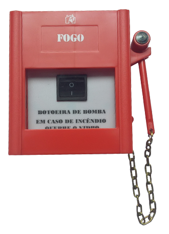 Acionador Manual Quebra Vidro com Duplo Comando para Bomba ou Sirene com Martelinho